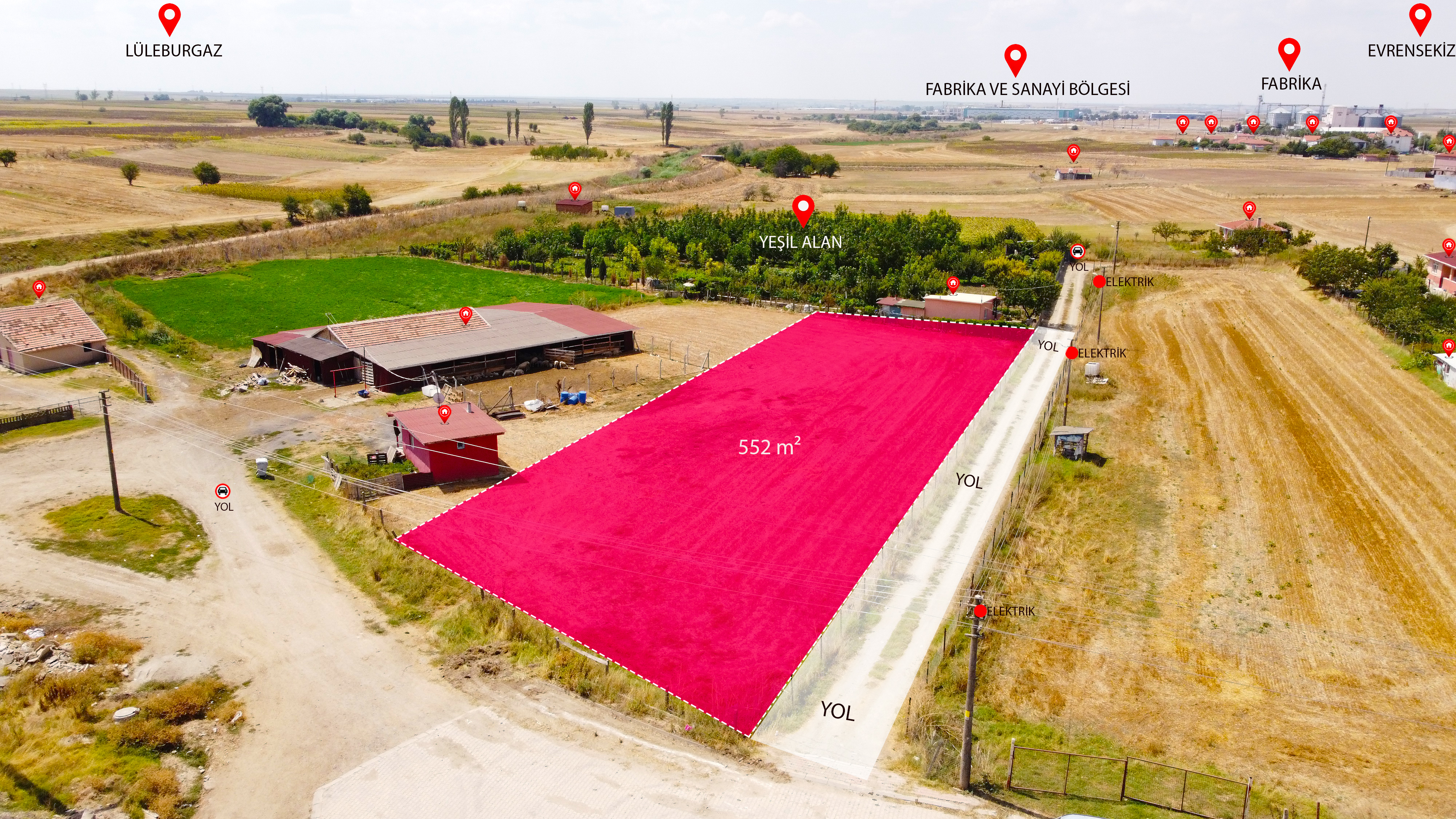 LÜLEBURGAZ EVRENSEKİZ GÜNDOĞDU’DA 552 M² SATILIK ARSA