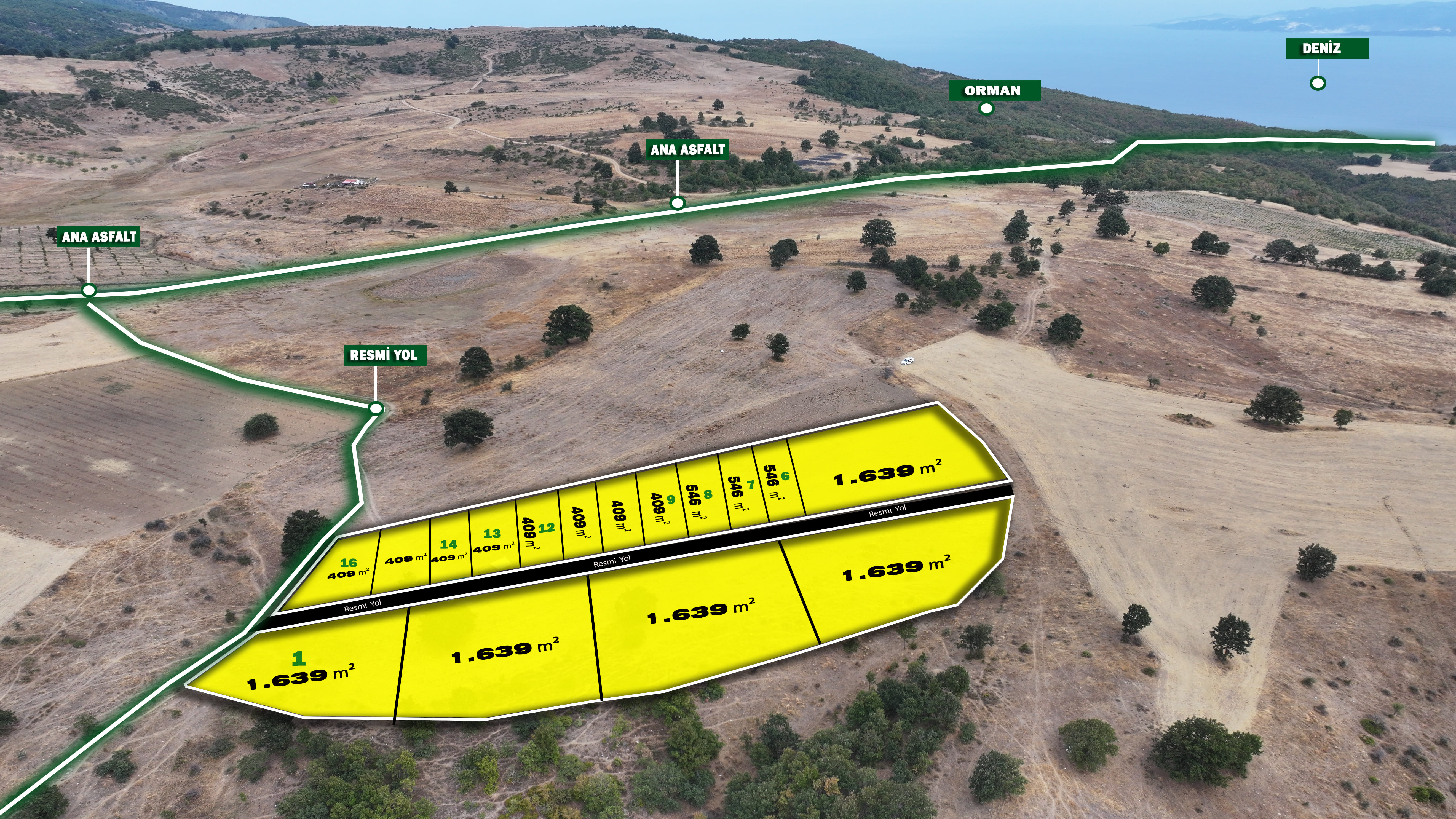 GÜZELKÖY’DE 409–1.639 M² GENİŞ ARALIKLI BÜTÇE DOSTU YATIRIM FIRSATI