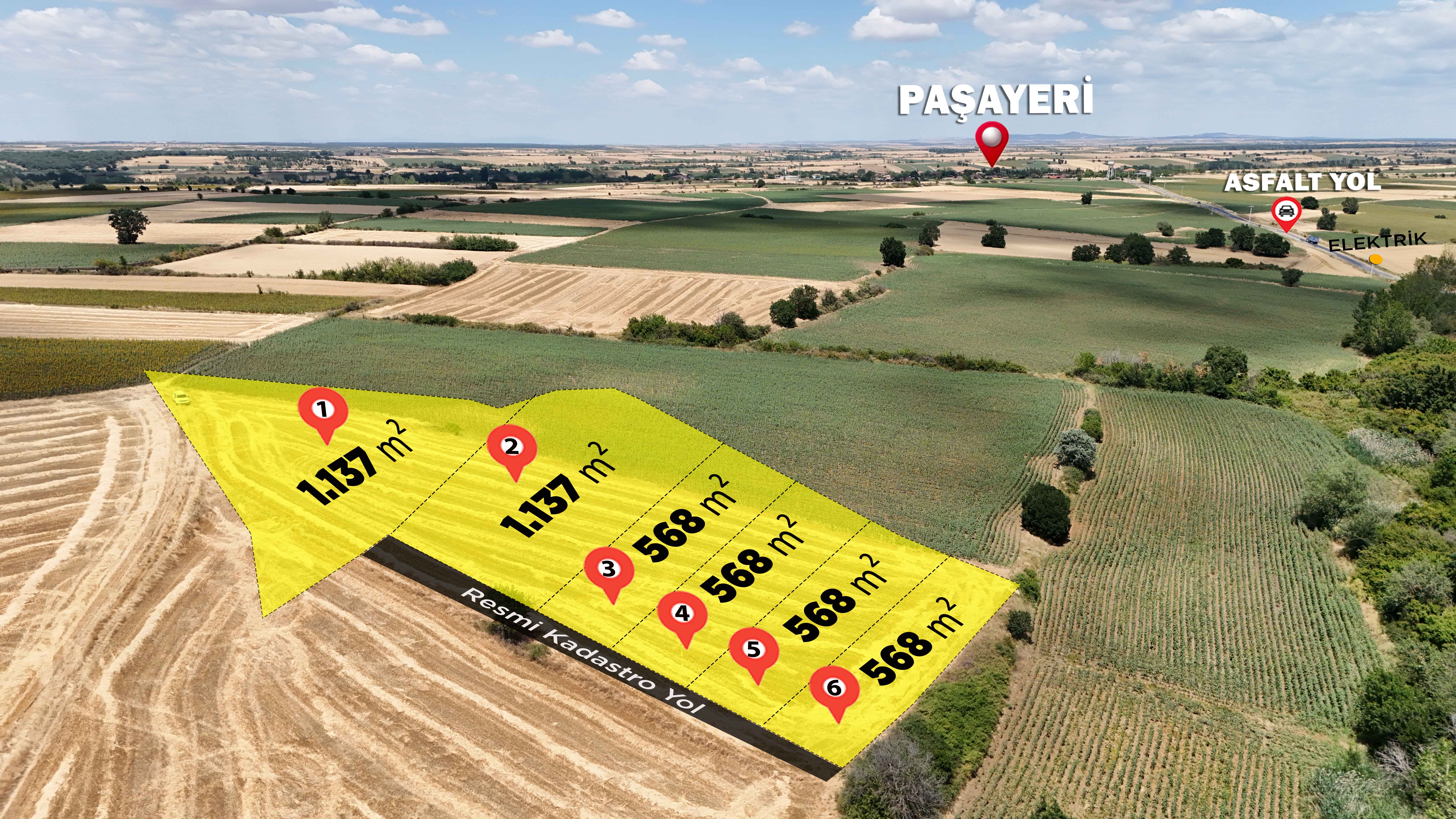 KIRKLARELİ MERKEZ PAŞAYERİ’NDE 568–1.137 M² ÇEŞİTLİ METREKARE ALTERNATİFLERİ